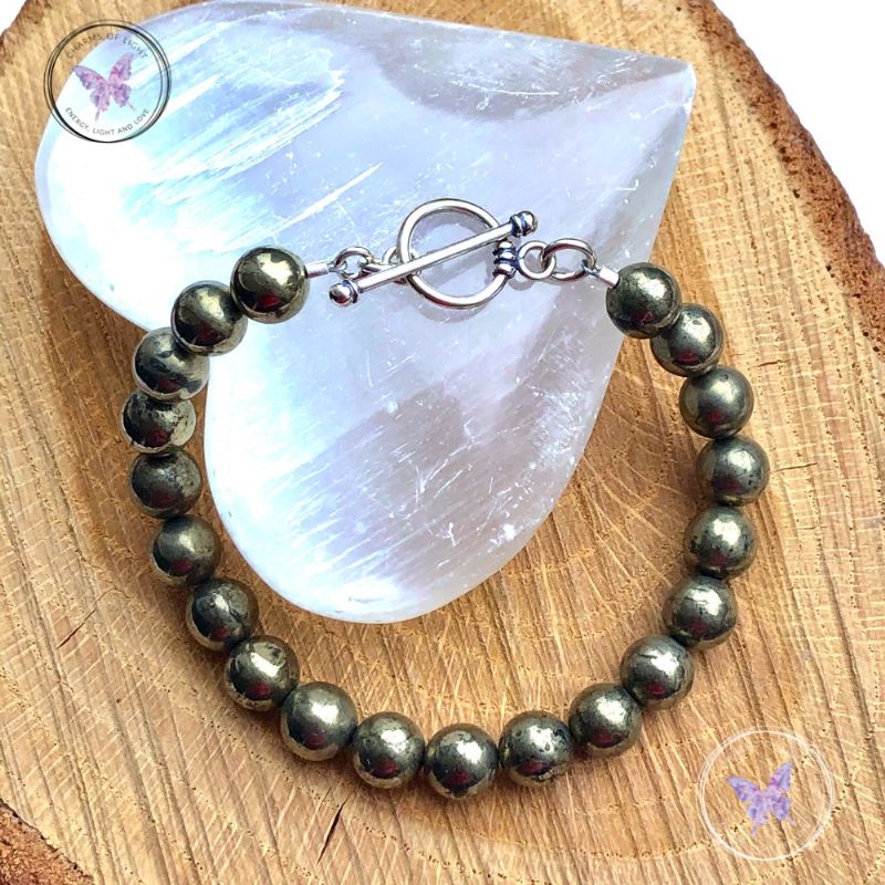 Pyrite Healing Bracelet With Silver Toggle Clasp